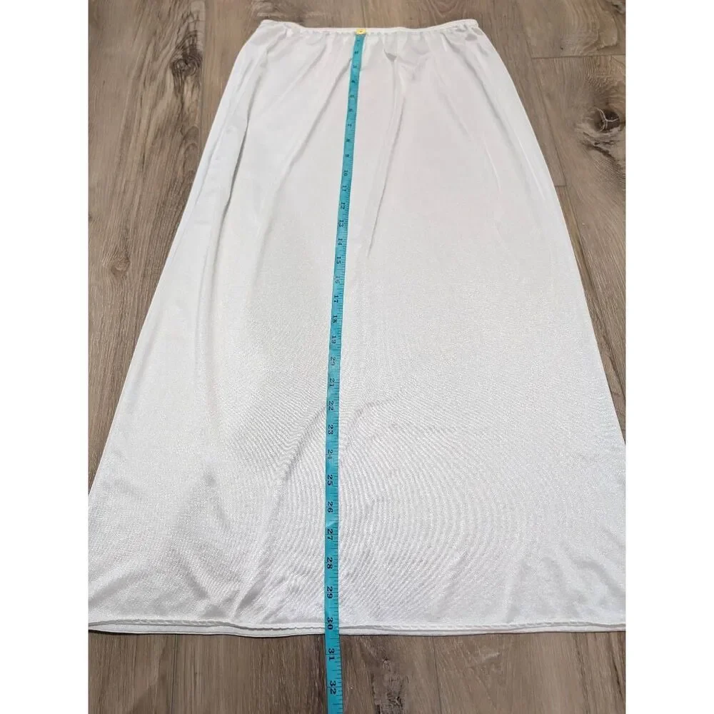 Vintage White Maxi Half Slip Skirt XS/S Elastic Waist Cottagecore Lingerie Midi